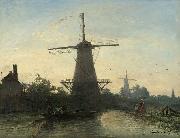 Johan Barthold Jongkind Mills near Rotterdam oil painting artist